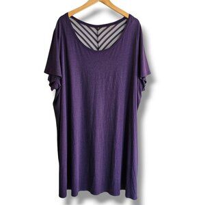 Cacique Nightgown Sleep Shirt Size 26/28 Purple Top Sheer Valentine's Day NEW